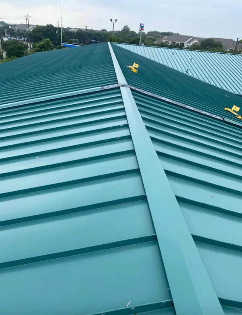 Green commercial metal roof ridge and valley for Metal Roof Repair in Schenectady